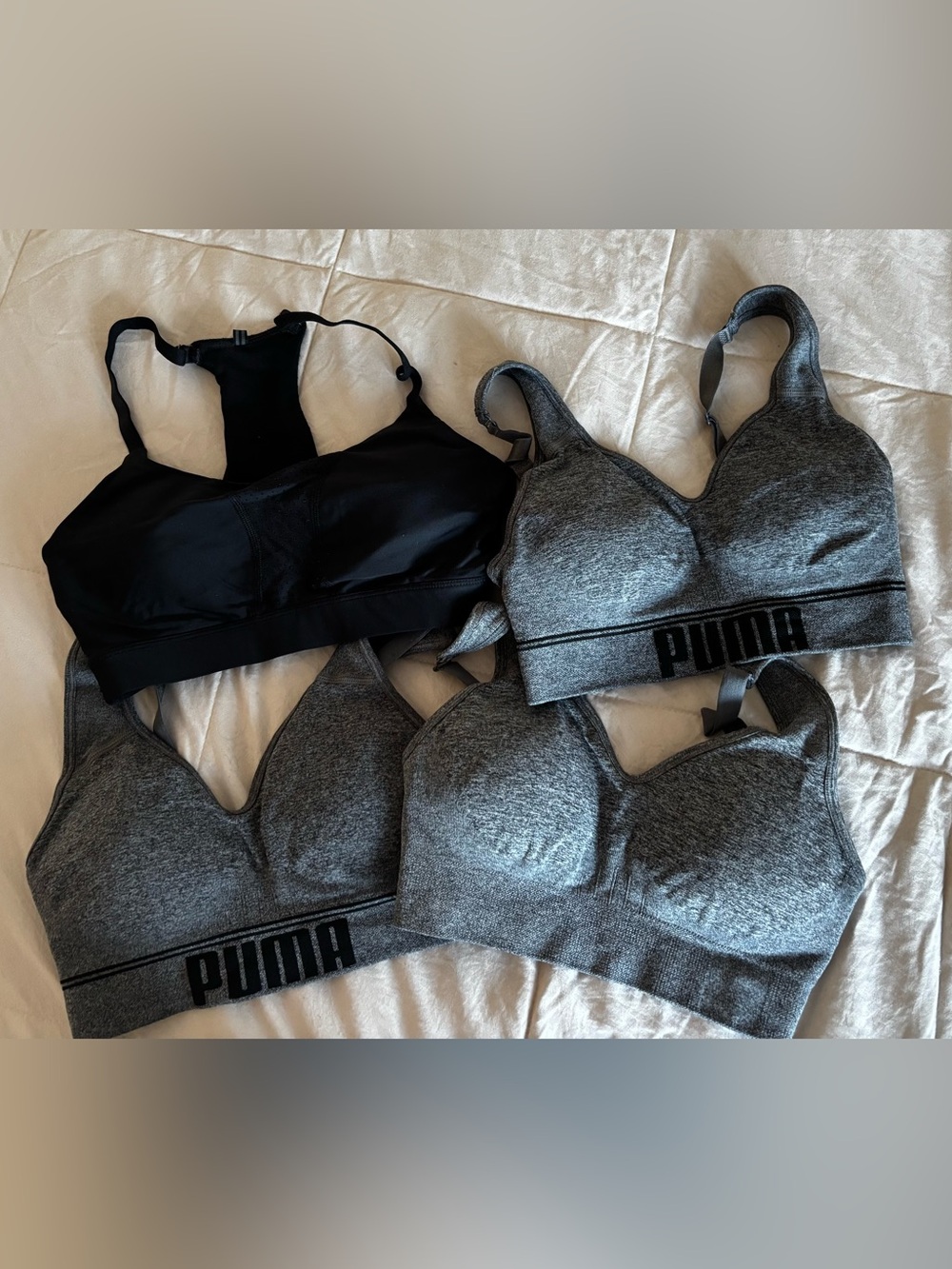 PUMA Gray & Black Seamless Sports Bras Pack